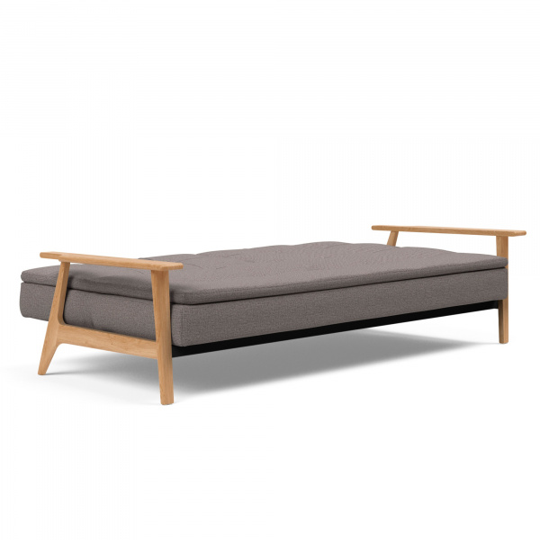 95-74105027521-5-2 Dublexo Frej Sleeper Sofa with Lacquered Oak Legs in Mixed Dance Grey