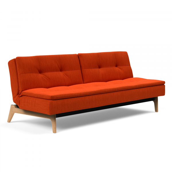 95-74105043506-5-2 Dublexo Eik  Sleeper Sofa with Lacquered Oak Legs in Elegance Paprika