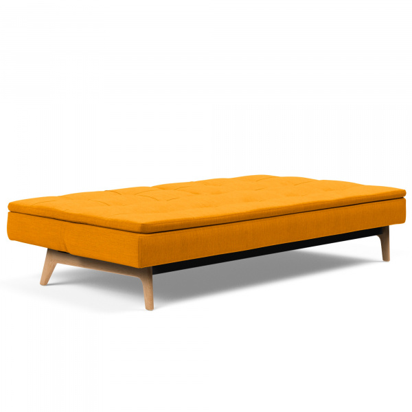 95-74105043507-5-2 Dublexo Eik Sleeper Sofa with Lacquered Oak Legs in Elegance Burnt Curry