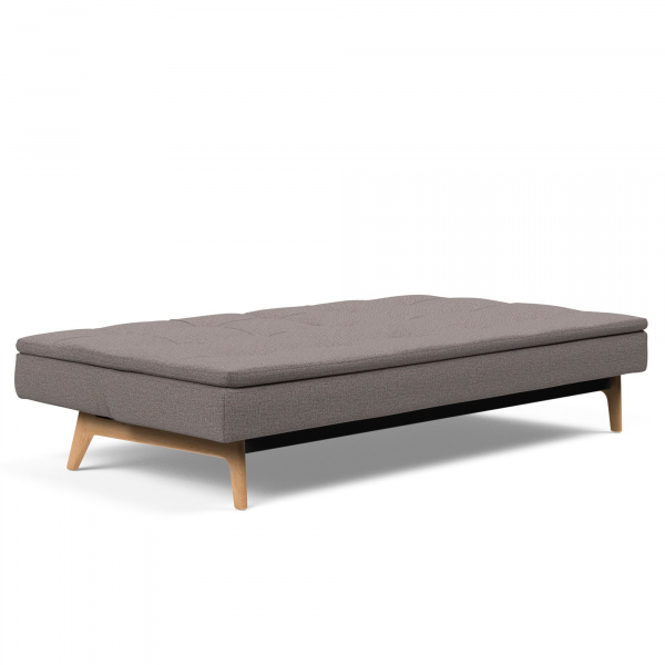95-74105043521-5-2 Dublexo Eik Sleeper Sofa with Lacquered Oak Legs in Mixed Dance Grey