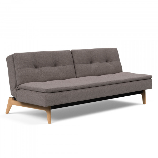 Dublexo Eik Sleeper Sofa with Lacquered Oak Legs in Mixed Dance Grey