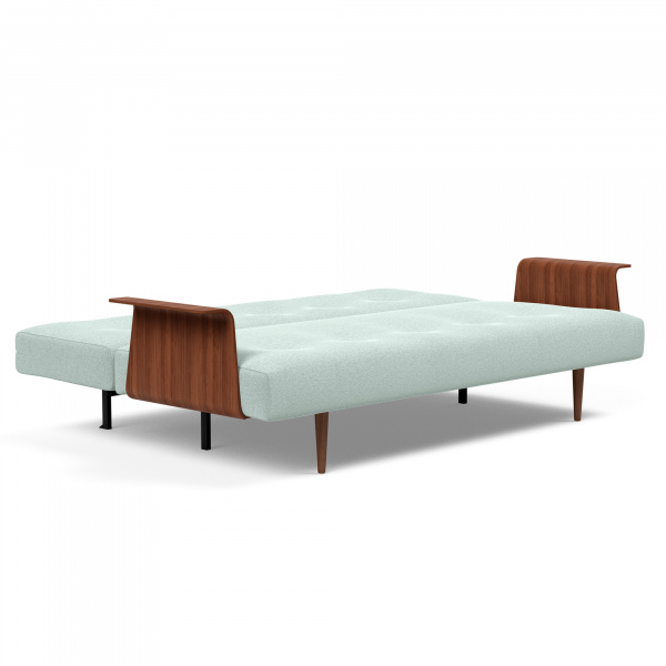 95-742050552-WOOD Recast Plus Sleeper Sofa with Walnut Arms in Soft Pacific Pearl