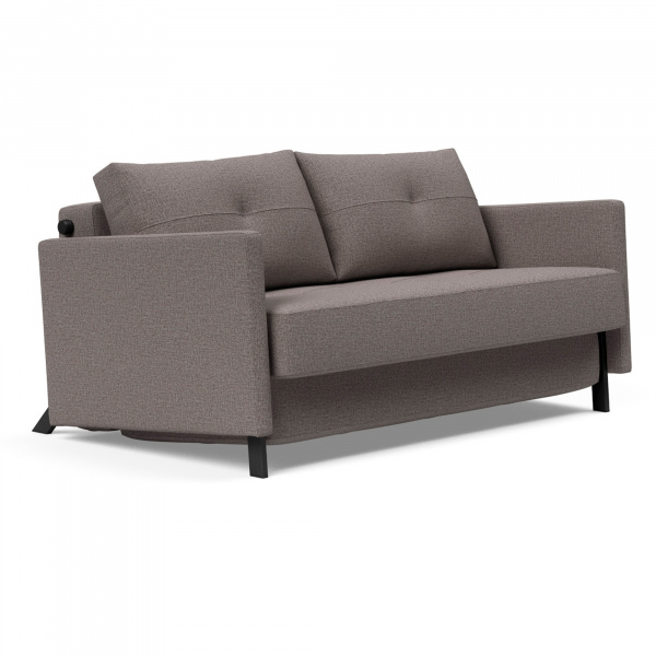 95-744002020521-2 Cubed Full-Size Sleeper Sofa with Arms and Dark Wood Legs in Mixed Dance Grey