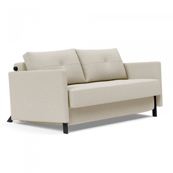 95-744002020527-2 Cubed Sleeper Full-Size Sofa with Arms and Dark Wood Legs in Mixed Dance Natural