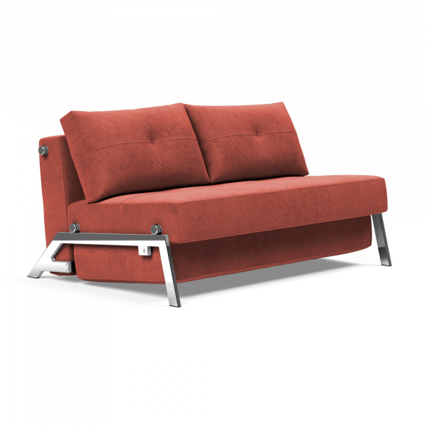 Cubed Sleeper Sofa 02  with Chrome Legs in Cordufine Rust - Full