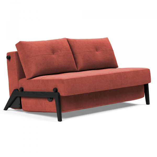 Cubed Full-Size Sleeper Sofa with Dark Wood Frame in Cordufine Rust Fabric