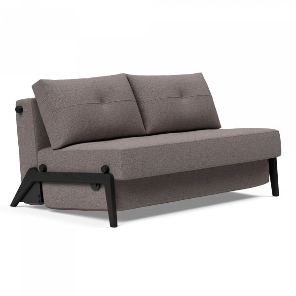 Cubed Full-Size Sleeper Sofa with Dark Wood Legs in Mixed Dance Grey