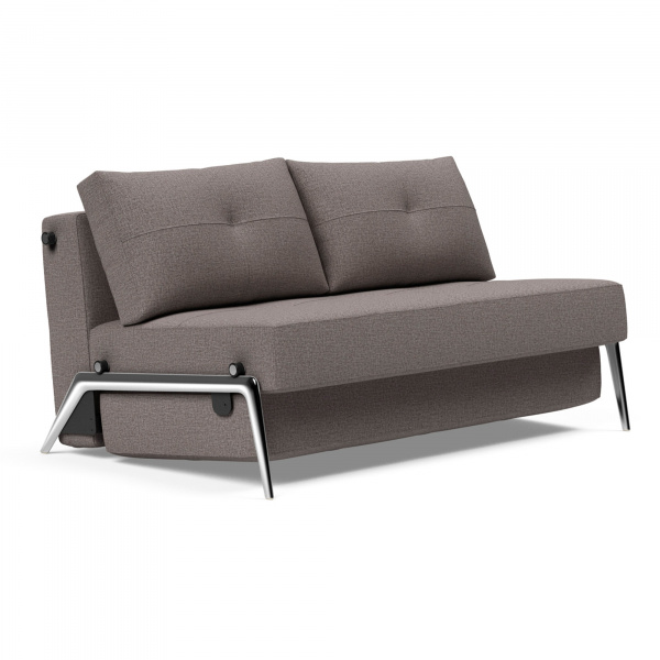 Cubed Sleeper Sofa 02 with Aluminum Legs in Mixed Dance Grey - Full