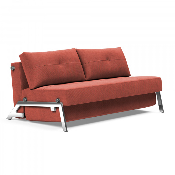 Cubed 02 Queen Sleeper Sofa with Chrome Legs in Cordufine Rust Fabric