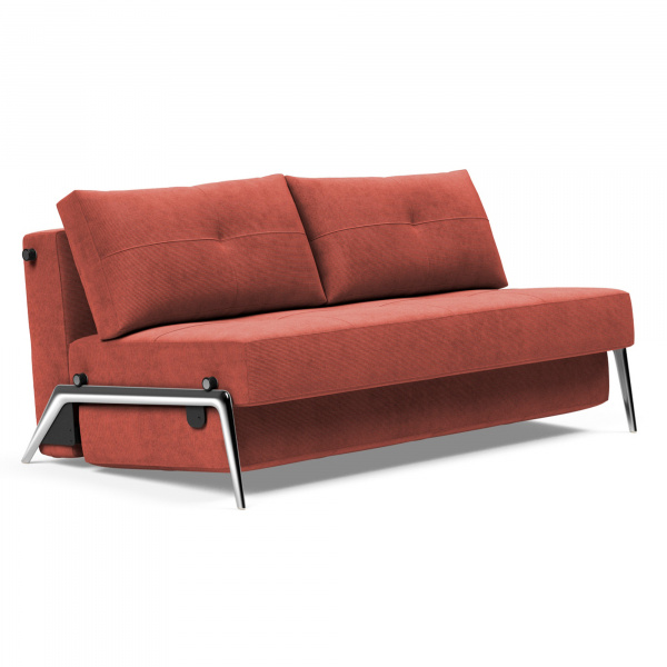 Cubed 02 Queen Sleeper Sofa with Arms and Aluminum Legs in Cordufine Rust