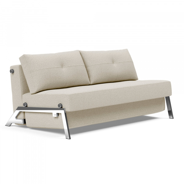 Cubed 02 Queen Sleeper Sofa with Chrome Legs in Mixed Dance Natural Fabric