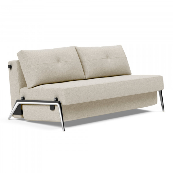 Cubed 02 Queen Sleeper Sofa with Arms and Aluminum Legs in Mixed Dance Natural