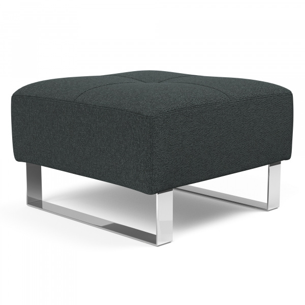 95-748251534-0 Deluxe Excess Ottoman  with Chrome Legs in Boucle Black Raven