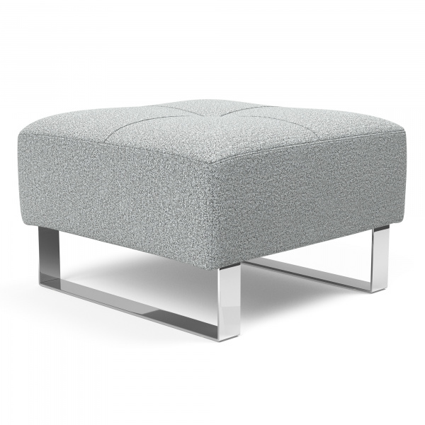 95-748251538-0 Deluxe Excess Ottoman with Chrome Legs in  Melange Light Grey