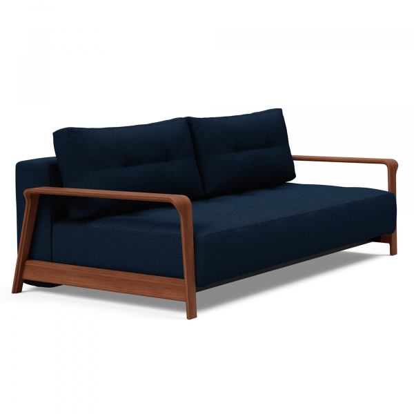 95-748263528-3 Ran D.E.L. Sleeper Sofa with Walnut Frame in Mixed Dance Blue
