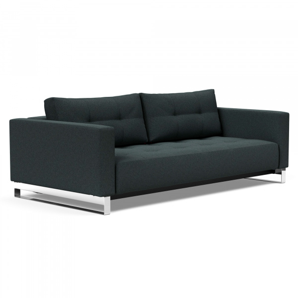 95-748282534-0-2 Cassius D.E.L. Sleeper Sofa with Chrome Legs in Boucle Black Raven