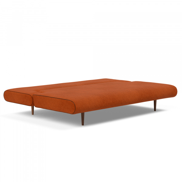 95-7720125595-10-3-2 Unfurl Lounger Sleeper Sofa with Dark Wood Legs in Burnt Orange