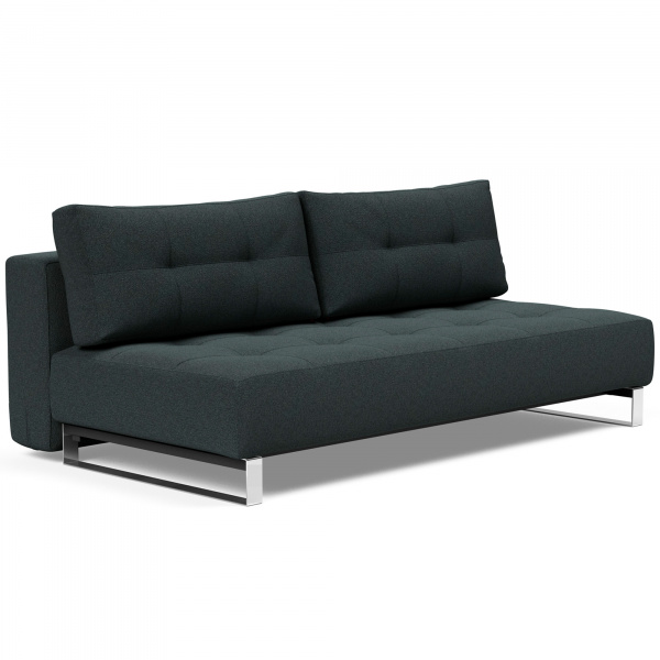 95-748260534-0-2 Supremax D.E.L. Sleeper Sofa with Chrome Legs in Boucle Black Raven