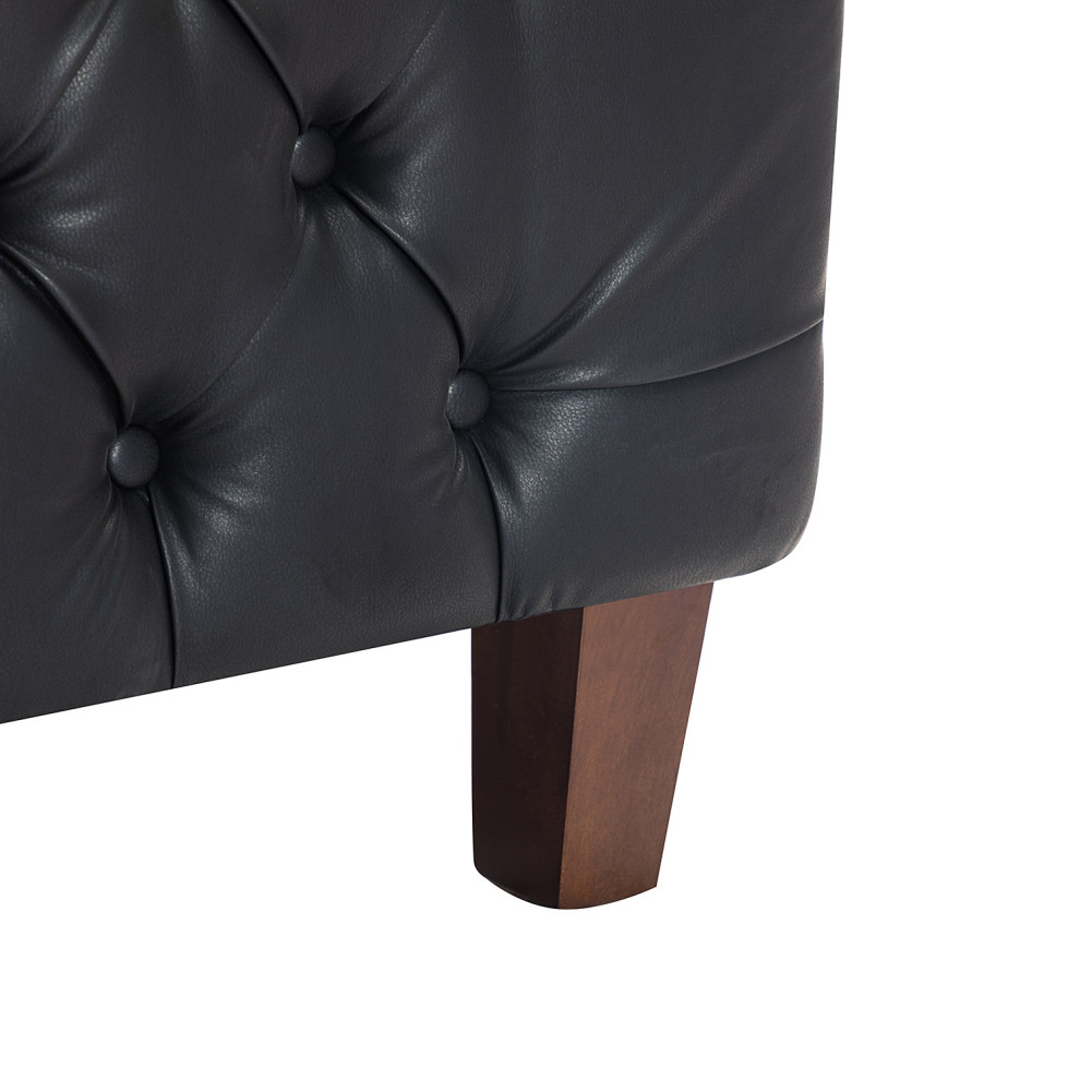 Iruna Vegan Leather Club Chair with Tufted Arms in Black by Karat Home