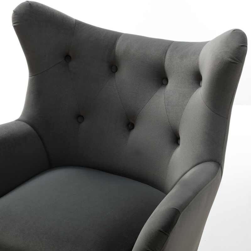 Chdt0103 Grey Karat Home Wingback Chair Grey 6