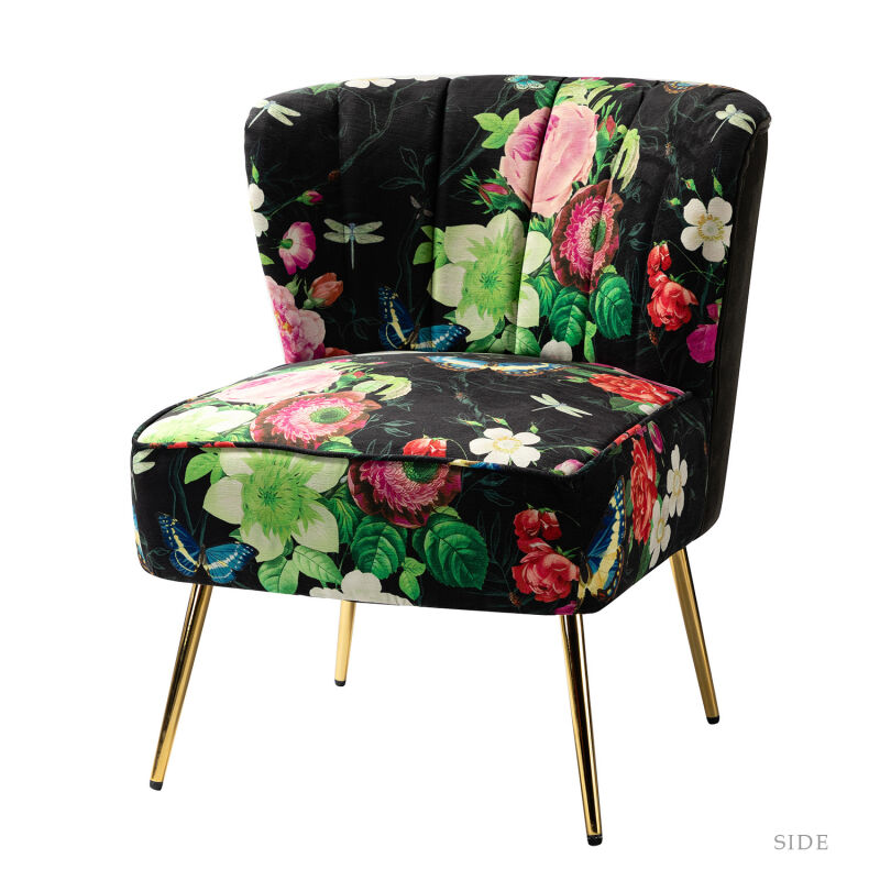 Canberra Wat is er mis Lam Cuneo Side Chair with Elegant Pattern in Black by Karat Home