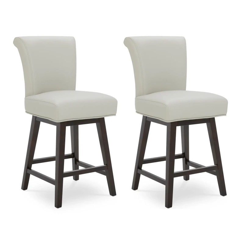 Noah Counter Height Swivel Barstool in Light Grey Faux Leather