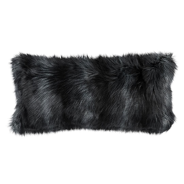Black Fur Lg. Rectangle Pillow 14x30