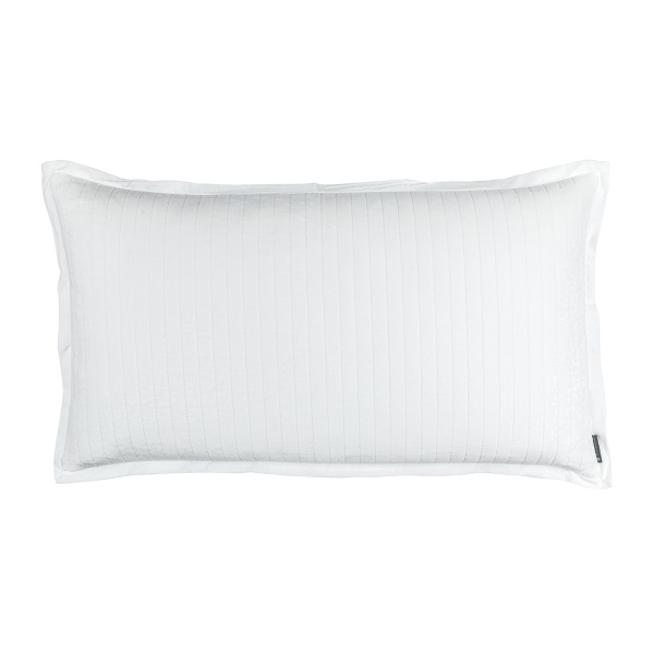 Aria Quilted King Pillow White Matte Velvet 20x36