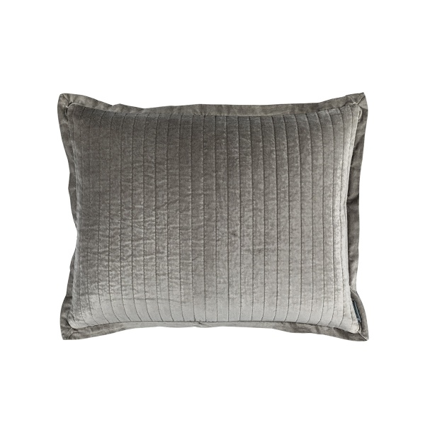 Aria Quilted Standard Pillow Lt. Grey Matte Velvet 20x26