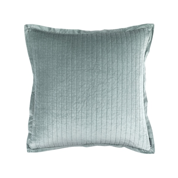 Aria Quilted Euro Pillow Sky Matte Velvet 26x26 (Insert Included)