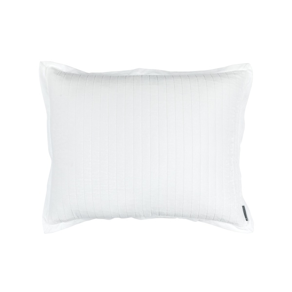 Aria Quilted Standard Pillow White Matte Velvet 20x26