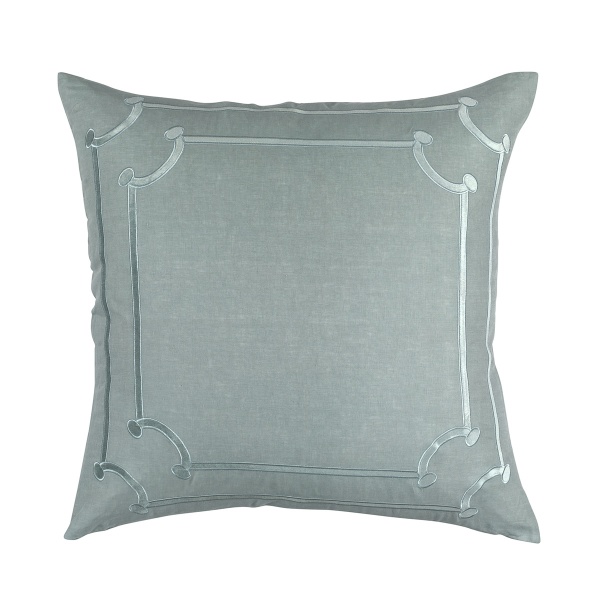 Jana Euro Pillow Sky Linen/ Sky Matte Velvet Applique 28x28