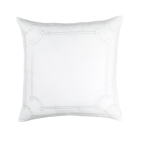 Jana Euro Pillow White Linen/ White Matte Velvet Applique 28x28