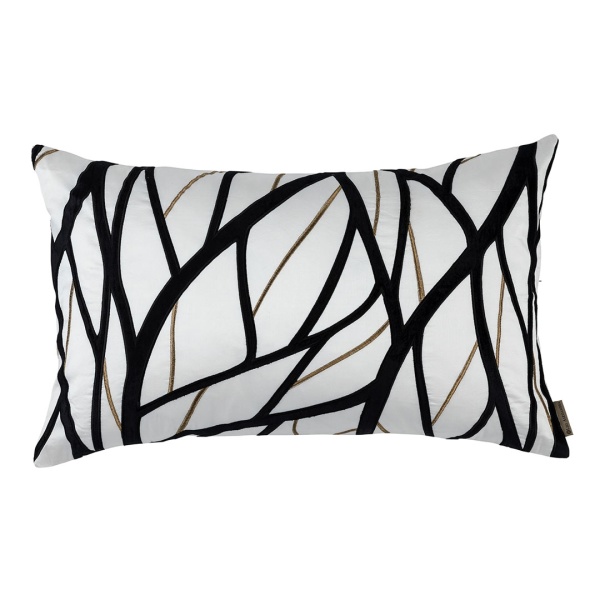 Twig Lg Rectangle Pillow Ivory / Gold / Black 18x30 (Insert Included)