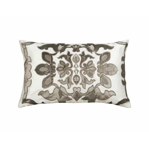 Morocco Sm. Rect. Pillow / Ivory S&S / Silver Velvet 14x22 by Lili ...