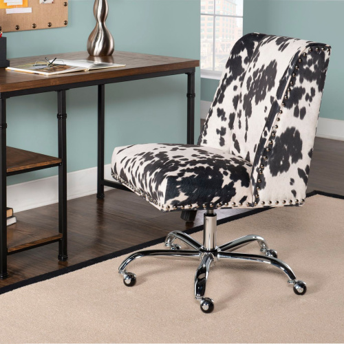 178404BLK01U Draper Office Chair, Black and White Cow Print
