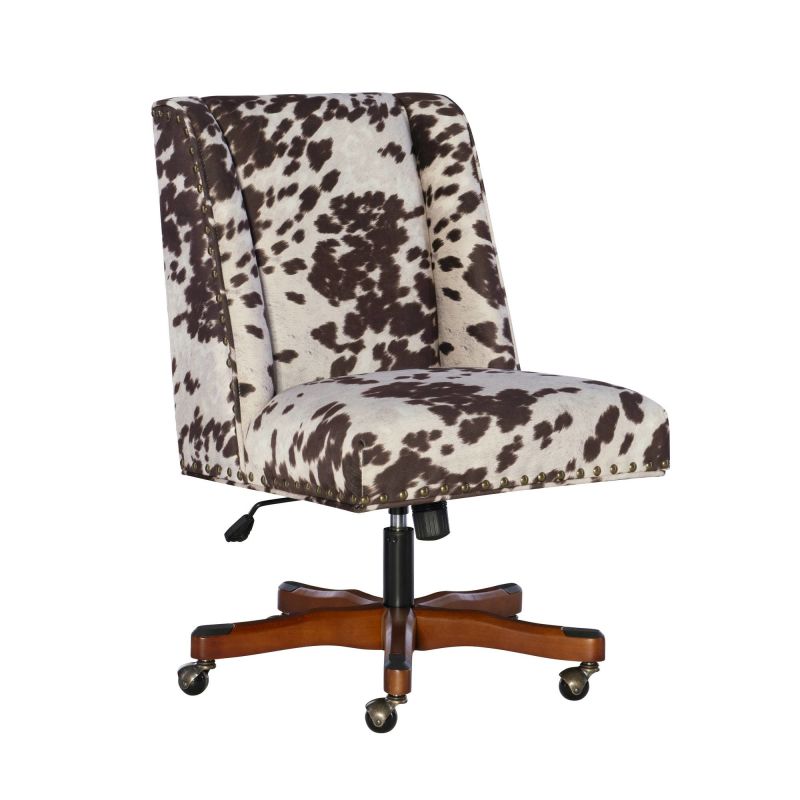 178404UDM01U Draper Office Chair, Brown and White Cow Print