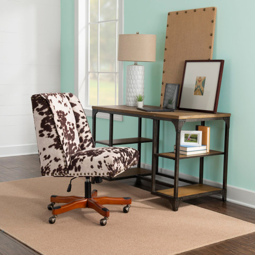 178404UDM01U Draper Office Chair, Brown and White Cow Print