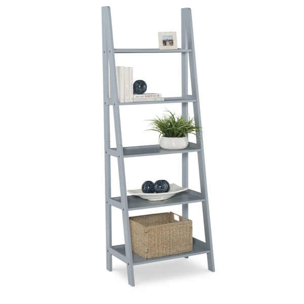 BK222GRY01 Acadia Ladder Bookshelf, Grey