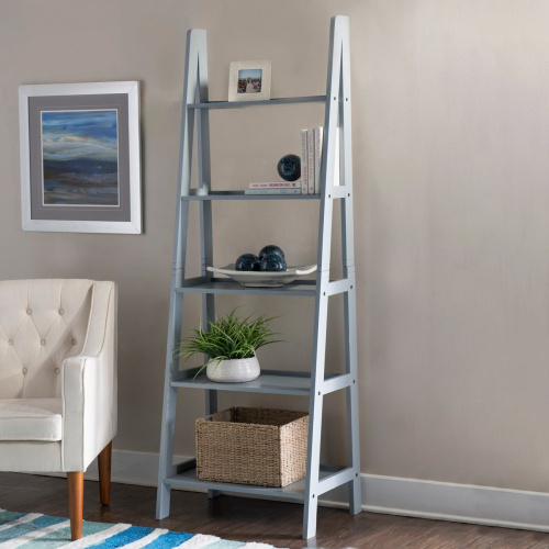 BK222GRY01 Acadia Ladder Bookshelf, Grey
