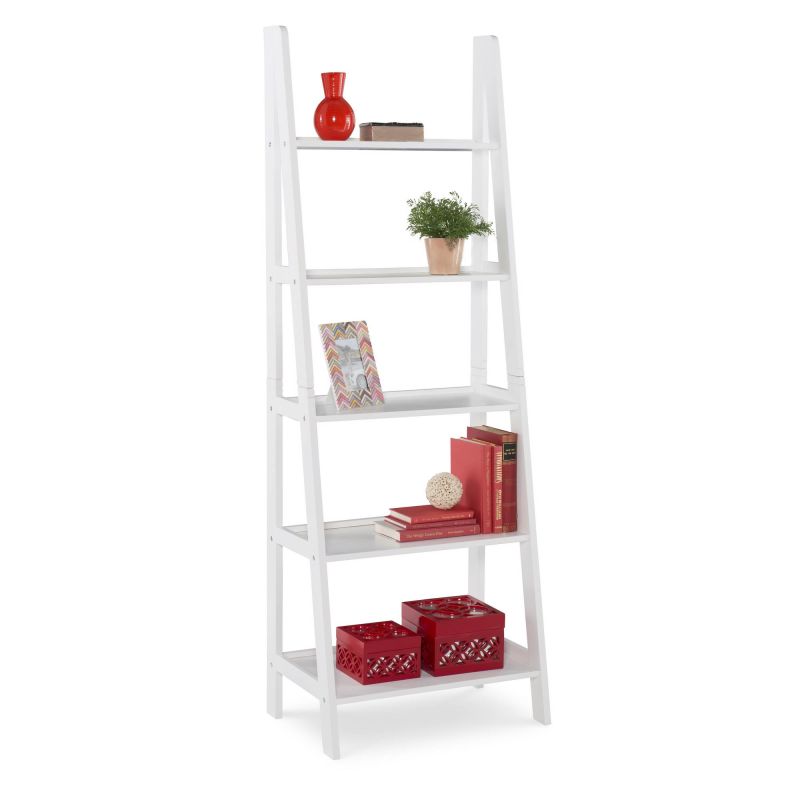 BK223WHT01 Acadia Ladder Bookshelf, White