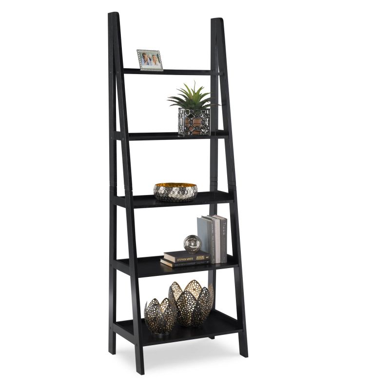 BK224BLK01 Acadia Ladder Bookshelf, Black