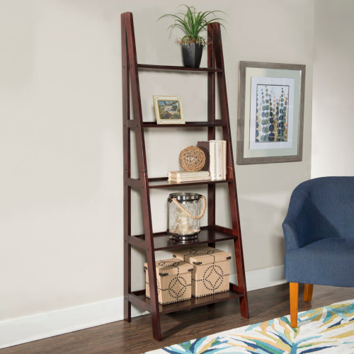 BK225ESP01 Acadia Ladder Bookshelf, Espresso