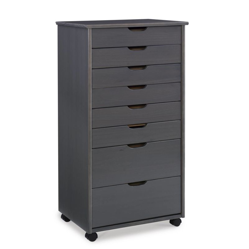 CT42GRY01 Cary Eight Drawer Rolling Storage Cart, Grey