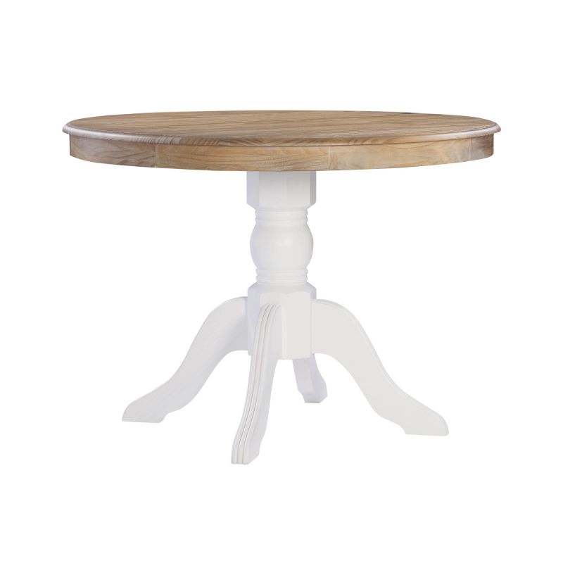 KNK159NATWHTABU Tobin Pedestal Dining Table, Natural and White
