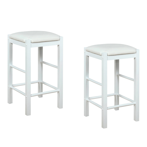 Lancer Backless Counter Stools, White Set of Two