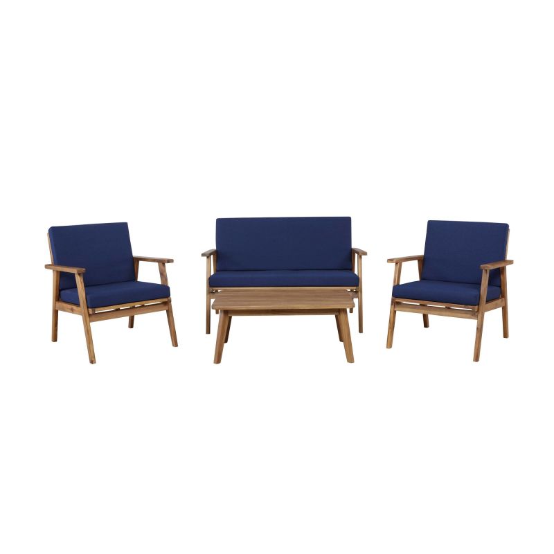 OD27BLUSETABU Cole Outdoor Chat 4-Piece Seating Set with Blue Cushions