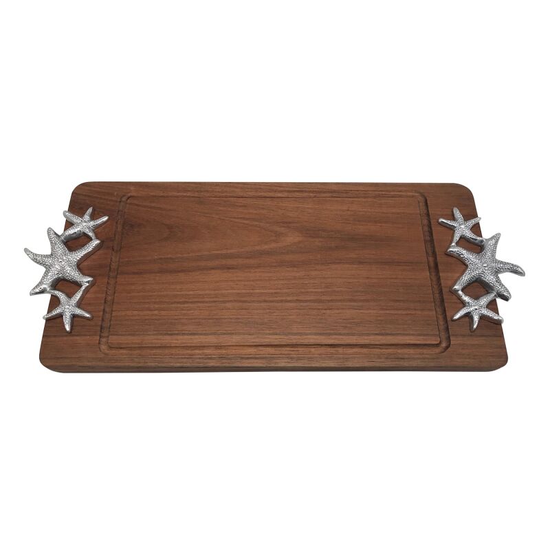 5959 Starfish Handled Dark Wood Tray