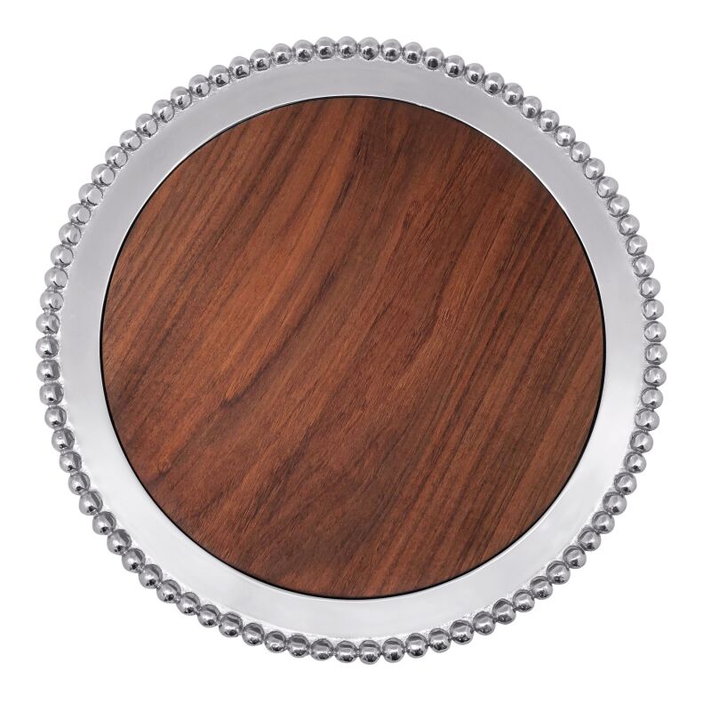 601 Pearled Round Cheese Board with Dark Wood Insert