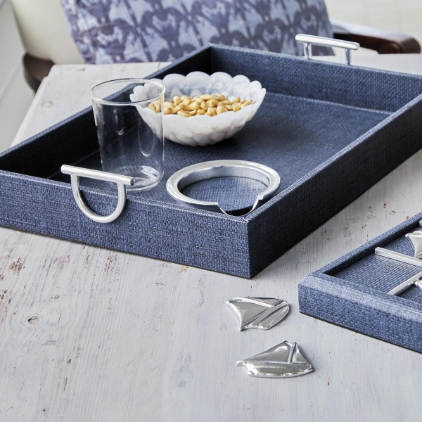 7050SB Heather Blue Tray with Metal Handles